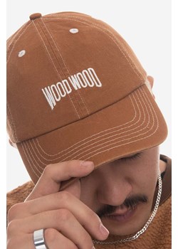 Wood Wood czapka z daszkiem bawełniana kolor brązowy z aplikacją 12240807.7083-ANTHRACITE ze sklepu PRM w kategorii Czapki z daszkiem męskie - zdjęcie 161390780