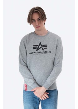 Alpha Industries bluza Basic Sweater męska kolor szary z nadrukiem 178302 17 178302.17 ze sklepu PRM w kategorii Bluzy męskie - zdjęcie 161392460