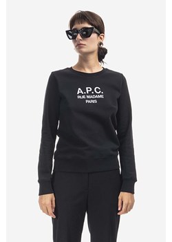 A.P.C. bluza bawełniana Sweat Tina damska kolor czarny z aplikacją COEZD.F27561-MARINE ze sklepu PRM w kategorii Bluzy damskie - zdjęcie 161392732