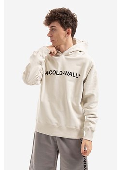 A-COLD-WALL* bluza bawełniana Essential Logo Hoodie męska kolor beżowy z kapturem z nadrukiem ACWMW057.-BONE ze sklepu PRM w kategorii Bluzy męskie - zdjęcie 161392783