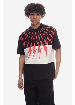 Neil Barett t-shirt bawełniany kolor czarny wzorzysty PBJT157.U508S-3551 ze sklepu PRM w kategorii T-shirty męskie - zdjęcie 161393781