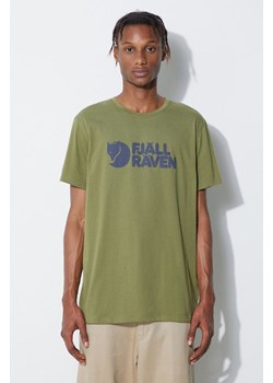 Fjallraven t-shirt męski kolor zielony z nadrukiem 87310-CAPER.GRE ze sklepu PRM w kategorii T-shirty męskie - zdjęcie 161394801