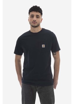 Carhartt WIP t-shirt bawełniany kolor granatowy gładki I030434.DARK.NAVY-DARK.NAVY ze sklepu PRM w kategorii T-shirty męskie - zdjęcie 161397352