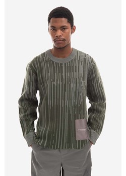 A-COLD-WALL* sweter wełniany Two-Tone Jacquard Knit kolor zielony ACWMK074-PINEGREEN ze sklepu PRM w kategorii Swetry męskie - zdjęcie 161398231
