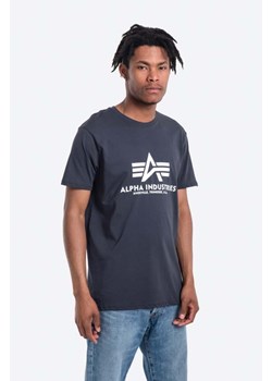 Alpha Industries t-shirt bawełniany Basic T-Shirt kolor granatowy z nadrukiem 100501.02 ze sklepu PRM w kategorii T-shirty męskie - zdjęcie 161398633