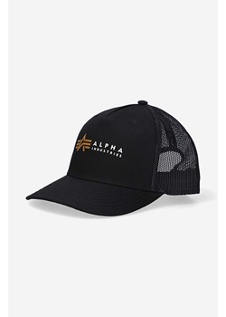 Alpha Industries czapka z daszkiem Trucker Cap kolor czarny z nadrukiem 106901.03-CZARNY ze sklepu PRM w kategorii Czapki z daszkiem męskie - zdjęcie 161398741