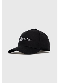 Alpha Industries czapka bawełniana kolor czarny z nadrukiem 126912.03-Black ze sklepu PRM w kategorii Czapki z daszkiem damskie - zdjęcie 161399512