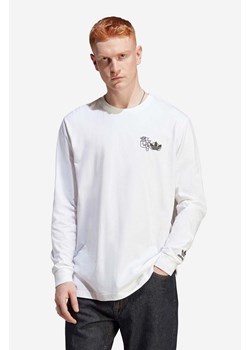 adidas Originals longsleeve bawełniany Fuzi TS LS Tee kolor biały z nadrukiem IC5742-BIALY ze sklepu PRM w kategorii T-shirty męskie - zdjęcie 161399684