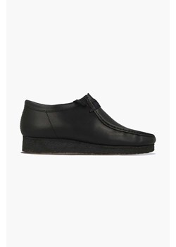 Clarks półbuty skórzane Wallabee kolor czarny 26155514-BLACK ze sklepu PRM w kategorii Półbuty męskie - zdjęcie 161400052