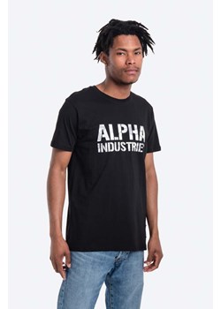 Alpha Industries t-shirt bawełniany kolor czarny z nadrukiem 156513.95-CZARNY ze sklepu PRM w kategorii T-shirty męskie - zdjęcie 161400263