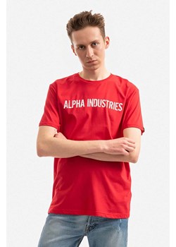 Alpha Industries t-shirt bawełniany kolor czerwony z nadrukiem 116512.451-CZERWONY ze sklepu PRM w kategorii T-shirty męskie - zdjęcie 161400420