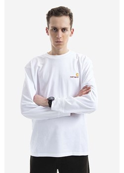Carhartt WIP longsleeve bawełniany kolor biały gładki I029955.WHITE-WHITE ze sklepu PRM w kategorii T-shirty męskie - zdjęcie 161402730
