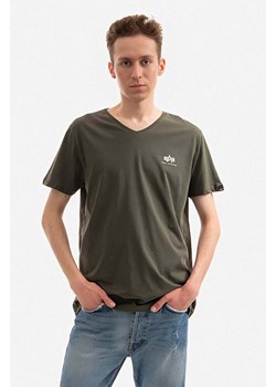 Alpha Industries t-shirt bawełniany kolor zielony gładki 106513.142-ZIELONY ze sklepu PRM w kategorii T-shirty męskie - zdjęcie 161402740