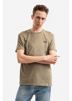 Alpha Industries t-shirt bawełniany Backprint kolor zielony z nadrukiem 128507.154-ZIELONY ze sklepu PRM w kategorii T-shirty męskie - zdjęcie 161405064
