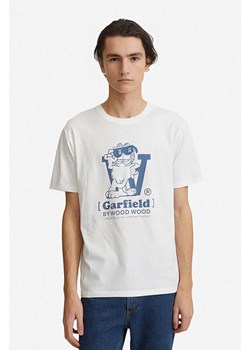 Wood Wood t-shirt bawełniany x Garfield kolor biały wzorzysty 30045700.2222-WHITE ze sklepu PRM w kategorii T-shirty męskie - zdjęcie 161407912
