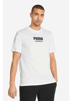 Puma t-shirt bawełniany x Minecraft męski kolor biały z nadrukiem 534374.02-BIAlY ze sklepu PRM w kategorii T-shirty męskie - zdjęcie 161408294
