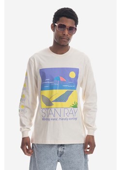 Stan Ray longsleeve bawełniany Hardly Working LST kolor beżowy z nadrukiem SS23051NAT-NAT ze sklepu PRM w kategorii T-shirty męskie - zdjęcie 161409971