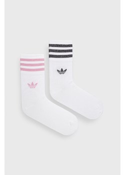 adidas Originals skarpetki (2-pack) damskie kolor biały HK0301-WHT/BLPNK ze sklepu PRM w kategorii Skarpetki damskie - zdjęcie 161410071