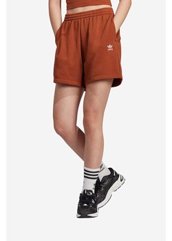 adidas Originals szorty damskie kolor brązowy gładkie high waist IL9619-BRAZOWY ze sklepu PRM w kategorii Szorty - zdjęcie 161410464