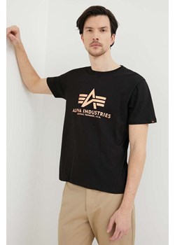 Alpha Industries t-shirt bawełniany Basic T-Shirt Foil Print kolor czarny z nadrukiem 100501FP.365 ze sklepu PRM w kategorii T-shirty męskie - zdjęcie 161410531