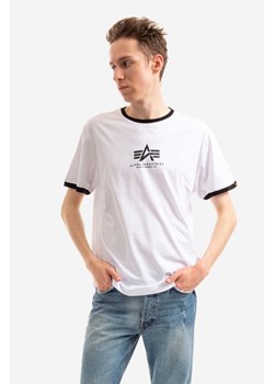 Alpha Industries t-shirt bawełniany Tee Contrast kolor biały z nadrukiem 106501.09-BIALY ze sklepu PRM w kategorii T-shirty męskie - zdjęcie 161411543