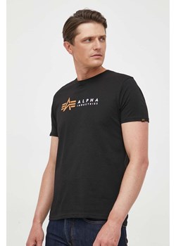 Alpha Industries t-shirt bawełniany  Alpha Label T kolor czarny z nadrukiem 118502 03 118502.03-CZARNY ze sklepu PRM w kategorii T-shirty męskie - zdjęcie 161411544
