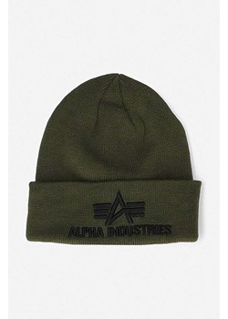 Alpha Industries czapka 3D Beanie kolor zielony 168910.257 ze sklepu PRM w kategorii Czapki zimowe damskie - zdjęcie 161411581