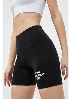 New Balance szorty damskie kolor czarny z nadrukiem high waist WS31504BK-4BK ze sklepu PRM w kategorii Szorty - zdjęcie 161411940