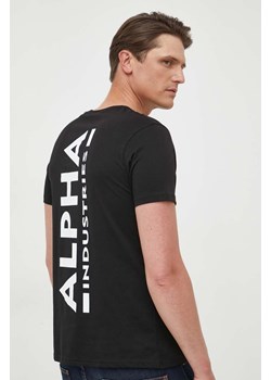 Alpha Industries t-shirt bawełniany  Backprint T kolor czarny z nadrukiem 128507 03 128507.03-CZARNY ze sklepu PRM w kategorii T-shirty męskie - zdjęcie 161412784