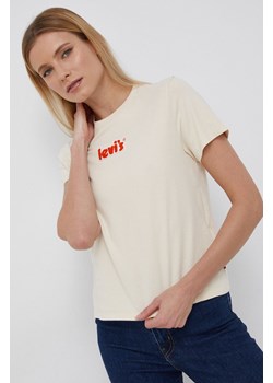 Levi's T-shirt bawełniany kolor kremowy A2226.0001-Neutrals ze sklepu PRM w kategorii Bluzki damskie - zdjęcie 161414343