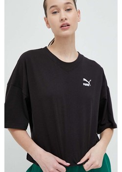 Puma t-shirt bawełniany kolor czarny 538052-01 ze sklepu PRM w kategorii Bluzki damskie - zdjęcie 161415304