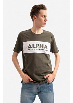 Alpha Industries t-shirt bawełniany kolor zielony z nadrukiem 186505.526-ZIELONY ze sklepu PRM w kategorii T-shirty męskie - zdjęcie 161415503