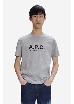 A.P.C. t-shirt bawełniany Sven męski kolor szary z nadrukiem CODEU.M26199-GREYHEATHE ze sklepu PRM w kategorii T-shirty męskie - zdjęcie 161416390