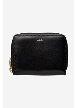 A.P.C. portfel skórzany kolor czarny PXAWV.F63029-BLACK ze sklepu PRM w kategorii Portfele damskie - zdjęcie 161416931