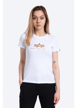 Alpha Industries t-shirt bawełniany New Basic T Foil Print kolor biały 196051FP.529-BIALY ze sklepu PRM w kategorii Bluzki damskie - zdjęcie 161417192