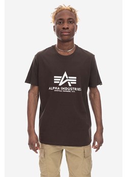 Alpha Industries t-shirt bawełniany Basic kolor brązowy z nadrukiem 100501.413-BRAZOWY ze sklepu PRM w kategorii T-shirty męskie - zdjęcie 161417242