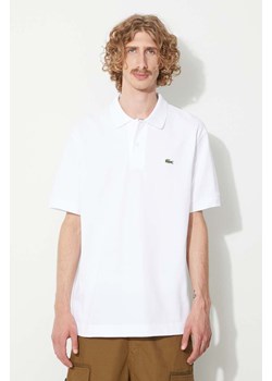 Lacoste polo bawełniane kolor biały gładki ze sklepu PRM w kategorii T-shirty męskie - zdjęcie 161417252