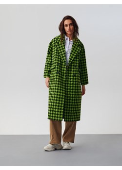 Sinsay - Płaszcz dwurzędowy w pepitkę - zielony ze sklepu Sinsay w kategorii Płaszcze damskie - zdjęcie 161419953