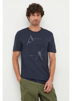 Armani Exchange t-shirt bawełniany kolor granatowy z nadrukiem ze sklepu ANSWEAR.com w kategorii T-shirty męskie - zdjęcie 161420823