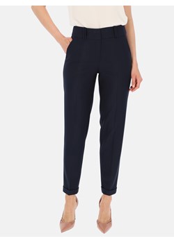 Granatowe spodnie garniturowe damskie Potis & Verso Classic ze sklepu Eye For Fashion w kategorii Spodnie damskie - zdjęcie 161423901