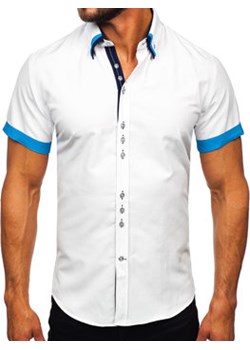 Koszula męska elegancka z krótkim rękawem biała Bolf 2926 ze sklepu Denley w kategorii Koszule męskie - zdjęcie 161429771