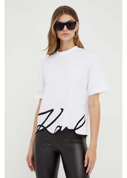 Karl Lagerfeld t-shirt bawełniany kolor biały ze sklepu ANSWEAR.com w kategorii Bluzki damskie - zdjęcie 161430230