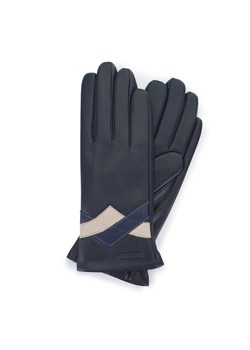Damskie rękawiczki skórzane kontrastowe czarno-granatowe ze sklepu WITTCHEN w kategorii Rękawiczki damskie - zdjęcie 161432360