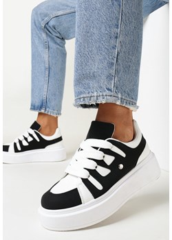 Biało-Czarne Sneakersy na Platformie Revin ze sklepu born2be.pl w kategorii Buty sportowe damskie - zdjęcie 161441601