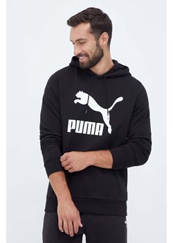 Puma bluza bawełniana męska kolor czarny z kapturem z nadrukiem ze sklepu ANSWEAR.com w kategorii Bluzy męskie - zdjęcie 161442571