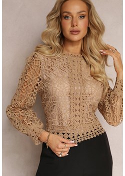 Beżowa Bluzka Koronkowa Nohames ze sklepu Renee odzież w kategorii Bluzki damskie - zdjęcie 161445991