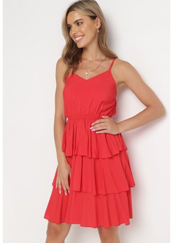 Czerwona Sukienka z Wiskozy Kephassa ze sklepu Born2be Odzież w kategorii Sukienki - zdjęcie 161446033