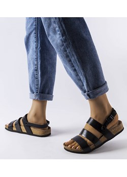 Czarne sandały na korkowej podeszwie Lee Cooper ze sklepu gemre w kategorii Sandały damskie - zdjęcie 161449084