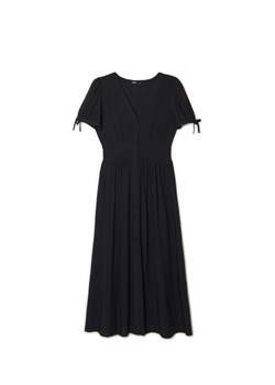 Cropp - Czarna sukienka midi z krótkim rękawem - czarny ze sklepu Cropp w kategorii Sukienki - zdjęcie 161464532