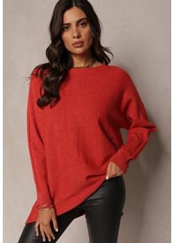Czerwony Luźny Sweter z Długim Rękawem Roselin ze sklepu Renee odzież w kategorii Swetry damskie - zdjęcie 161471244